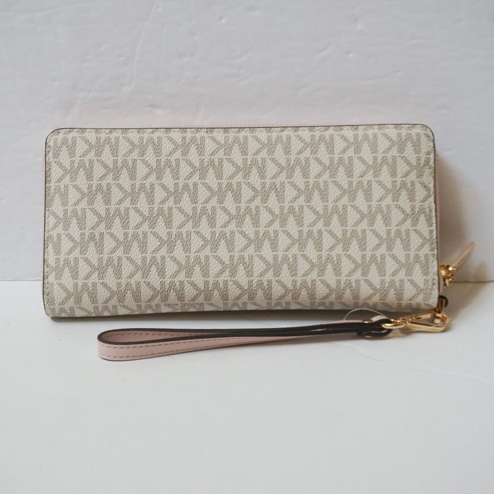 Michael Kors Jet Set Travel Continental Wallet MK Vanilla Pink - Picture 2 of 11